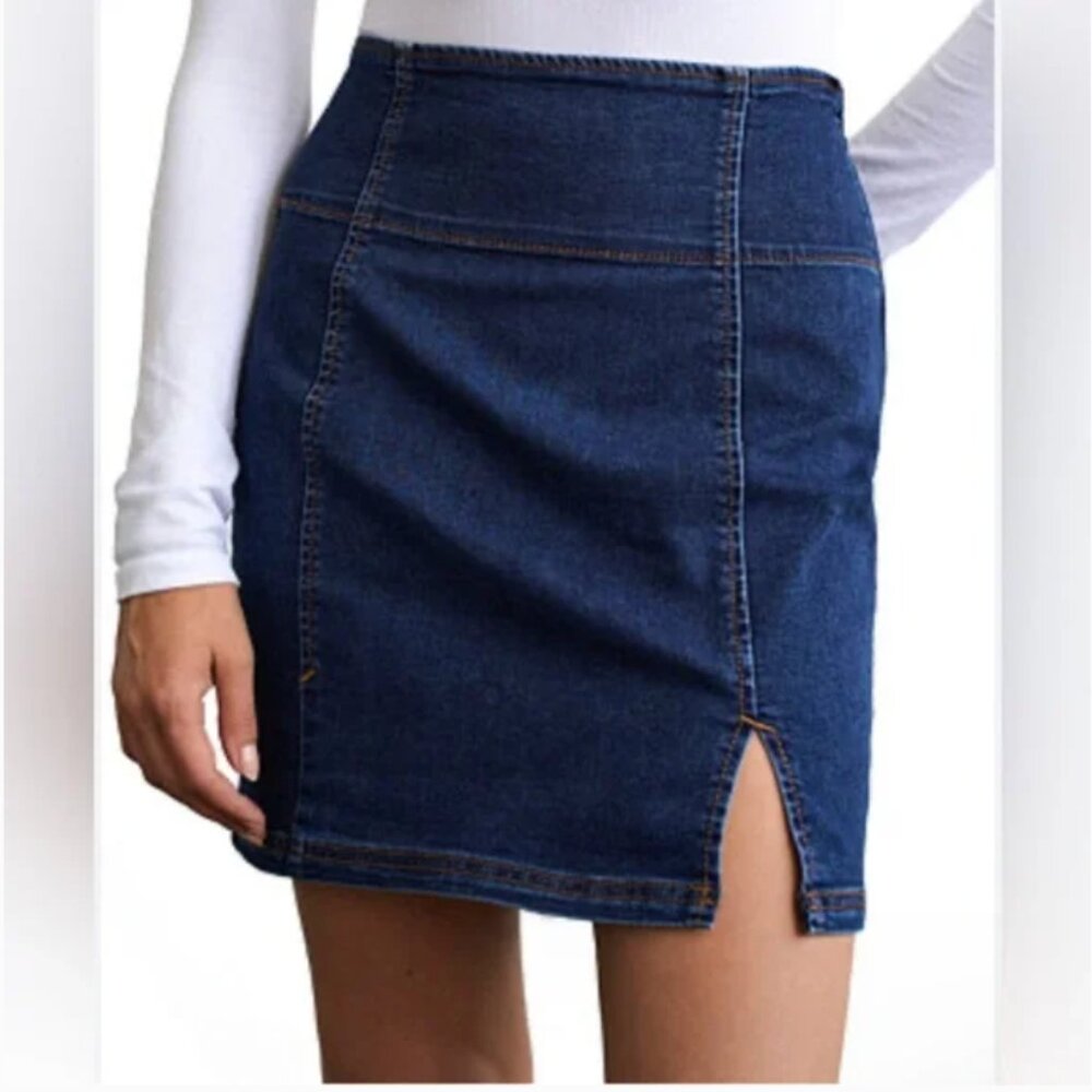 Holding Onto A Dream Free People Sz 4 Denim Mini Skirt  Modern Femme